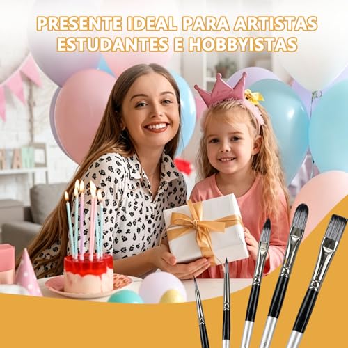GODREAM Kit Pincel para Pintura em Tela 24 Peças com Estojo Portátil | Kit Pincel para Aquarela, Tinta Guache, Oleo, Acrilica e Artesanato, Presente Criativo para Menino e Menina