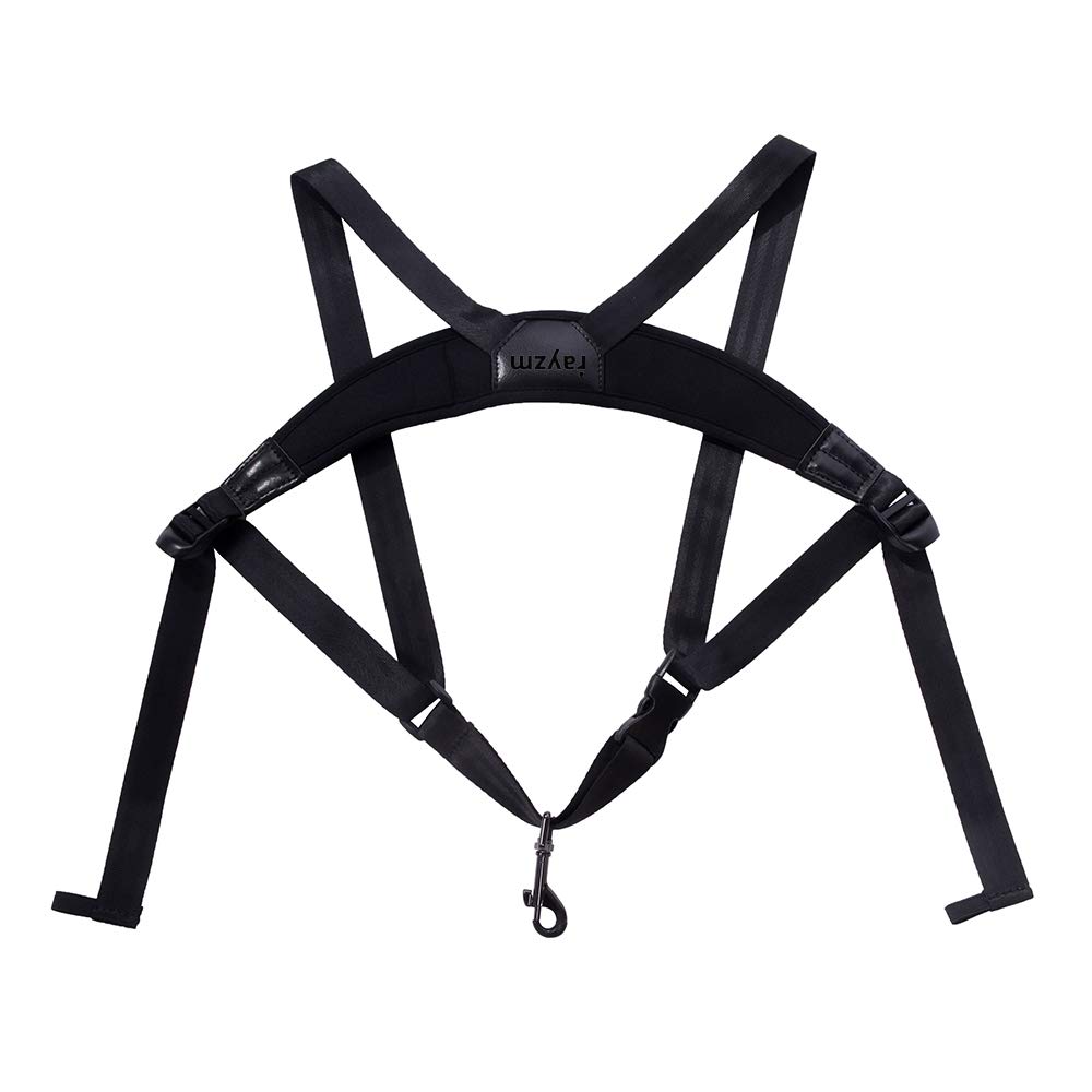 Rayzm Saxophone Strap for Adults and Children, Double Shoulders Neoprene (SBR) Memory Foam Strap for Sax, Padded Adjustable Harness Strap for Alto/Tenor/Soprano/Baritone Saxophones.