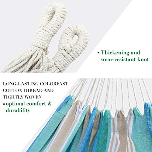 Brazilian Hammock for Single Person, Cotton Hammock Portable Blue