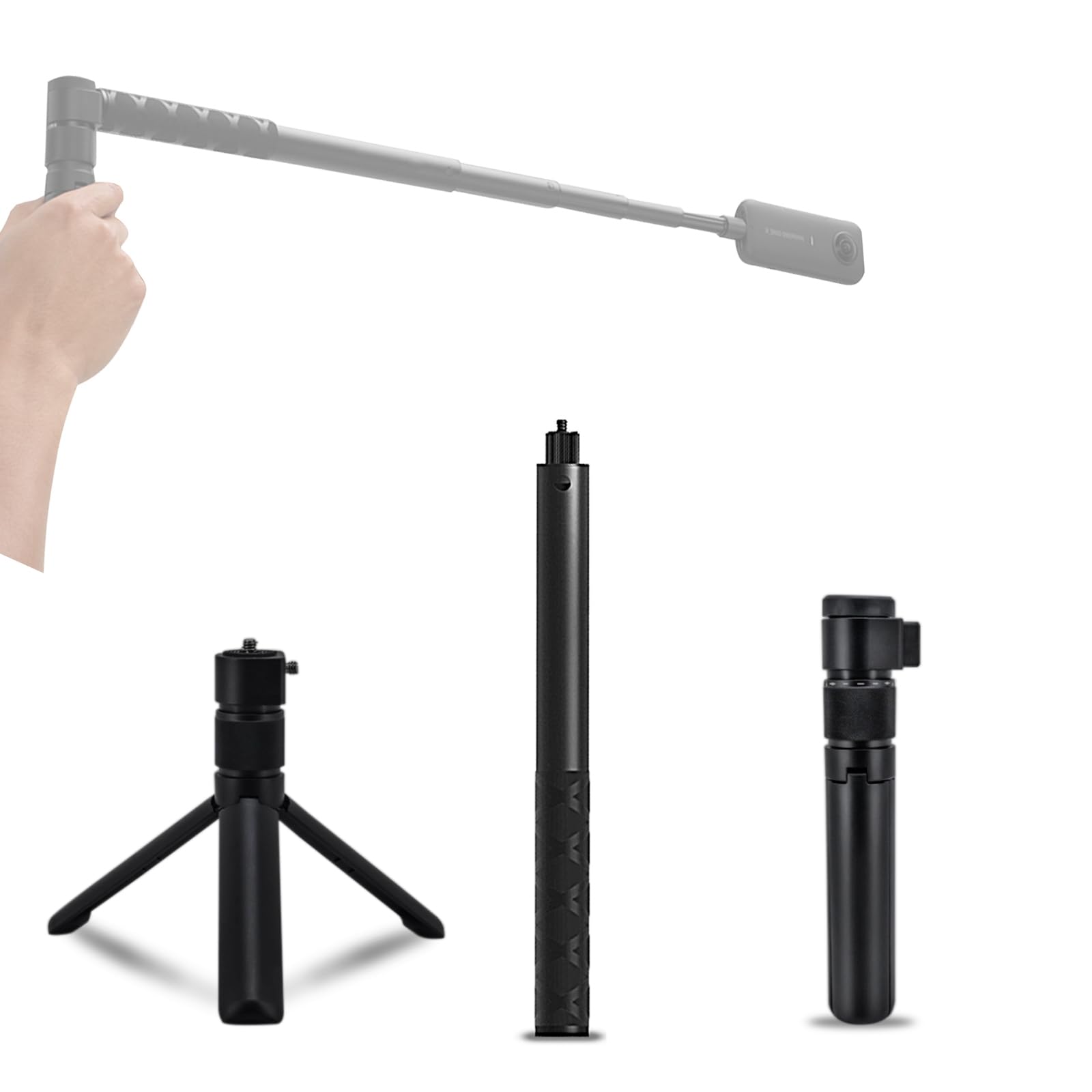iEago RC Invisible Selfie Stick with Tripod for Insta360 X3, Bullet Time Extendable Handheld Pole + Rotatable Handle with Tripod for Insta360 X4/X3/ONE X2/ONE R/GO 2/GO 3/ONE RS, for GoPro Camera