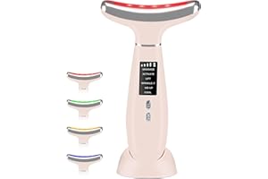 AMRAM red light therapy for face,Facial Massager,skin Care Tool,for Anti-Aging, at home,Lifting and Tightening Sagging Skin (Light pink)