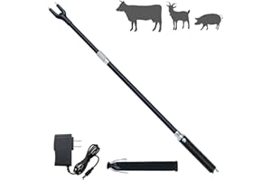Kehail Retractable Aluminum Cattle Prod, 43.6" Waterproof Cattle Prod Stick, Rechargeable Electric Livestock Prod (1 Pack)