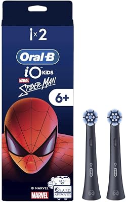iO Kids Marvel Spiderman, testina per spazzolino elettrico, per bambini dai 6 anni in su, delicata su denti e gengive traballanti, per denti puliti, confezione da 2