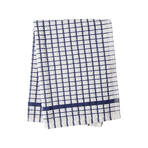 Alanna Jones Set of 10, 45 x 65 cm Large 100% Cotton Luxury Check Soft Kitchen Tea Towels Perfect for Household and Professional Restaurant Bar Catering Kitchen Dish Cloth (Set of 10 Navy)