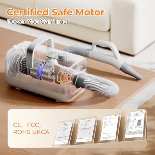 Pecute Poodle Dog Pulser with Hot and Cold Cycle Modes, Dog Hair Dryer, Professional Dog Blower, Adjustable Speed and Temperature, 4 Nozzles