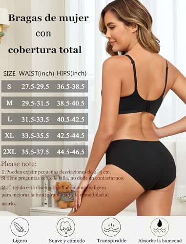 ALL OF ME Pack of 6 Women's Cotton High Waisted Underwear Women's Breathable Full Coverage Multi-Pack S-XXL