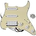 FLEOR Alnico 5 SSH Prewired Pickguard 3Ply Cream Loaded Pickguard Humbucker Pickup Set