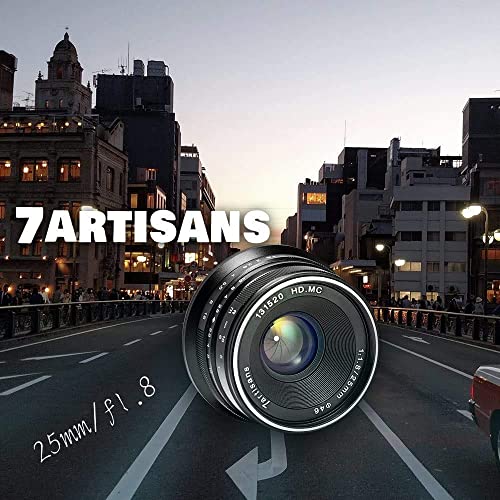 7artisans 25mm F1.8 APS-C Frame Manual Focus Prime Fixed Lens for Canon EOS-M Mount M1 M2 M3 M5 M6 M10 M50 M100 (Black)