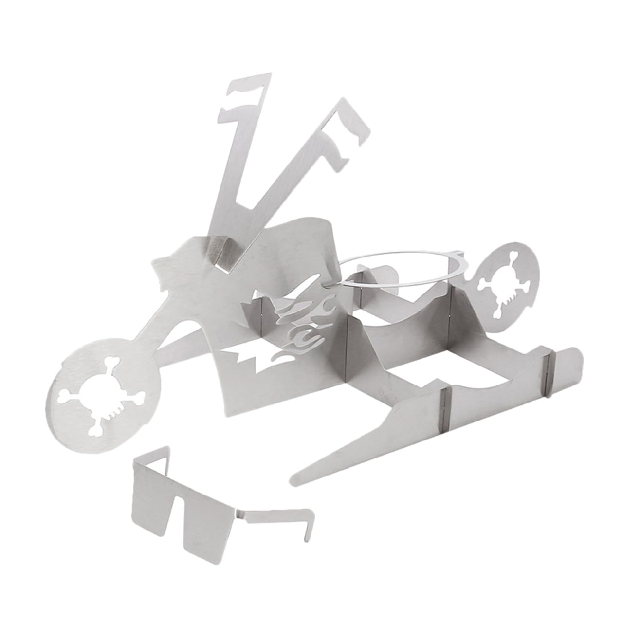 Abaodam Stainless Steel Chicken Grill Rack Portable Motorbike Style Bbq Roaster Stand for Outdoor Camping Family Parties