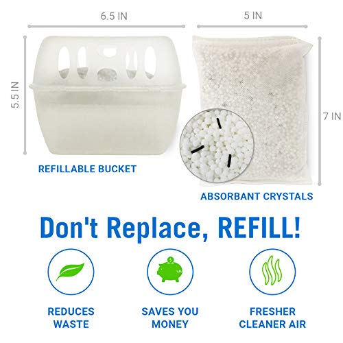 Refillable Moisture Absorbers Dehumidifier Bucket with Refill Bag Pack