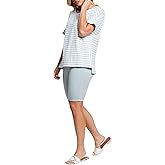 Tribal Women's S/S Boat Neck Top W/Side Slits