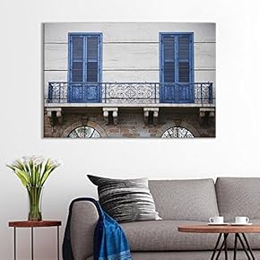 Canvas Wall Art of Blue French Doors On Terrace Italy | 12" x 18"