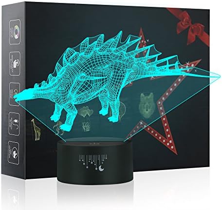 Dinosaur 3D LED Optical Illusion Lamps, Rquite 7 Color Change Touch Switch Art Sculpture Lights LED Desk Table Night Light Awesome Gift
