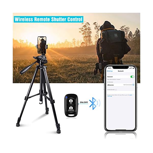 Torjim Kamerastativ mit Tragetasche, leichtes Reise-Aluminium-Stativ (5 kg Traglast) mit Bluetooth-Fernbedienung für… – Bild 6