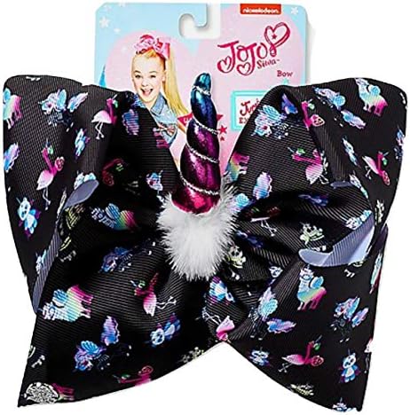 JoJo Siwa Large Black Magical Unicorn Teddy Bear Skull Print Hair Bow