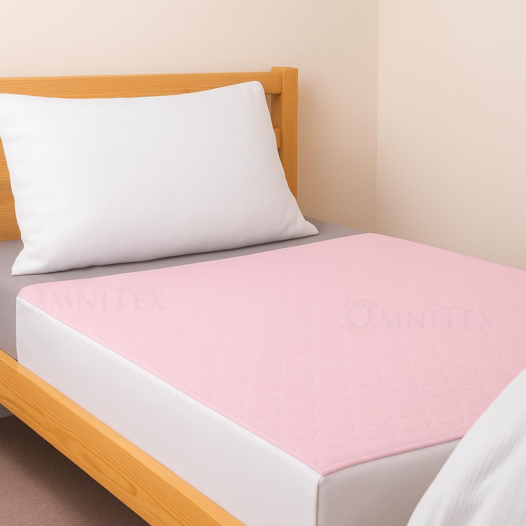 Omnitex Washable Bed Protector with Tucks - 90 x 90cm, 3 Litres Incontinence Pad, 3L Absorption Capacity. Tested to be Kind to skin