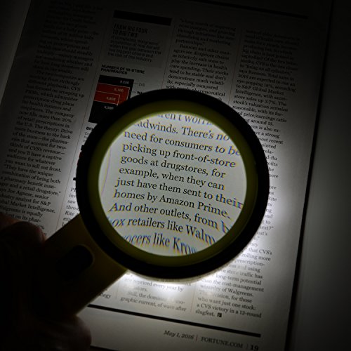 Extra Large 20X Magnifying Glass with 12 Bright LED Lights,XYK Handheld Lighted Magnifier for Reading,Inspection,Exploring,Hobbies and Macular Degeneration (White)