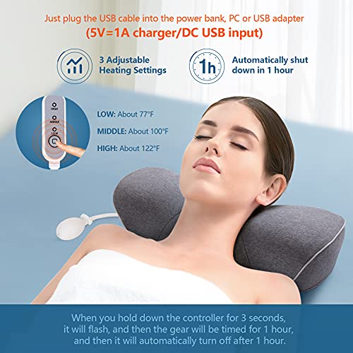 Neck Pillows for Pain Relief Sleeping, Inflatable Heated Cervical Neck