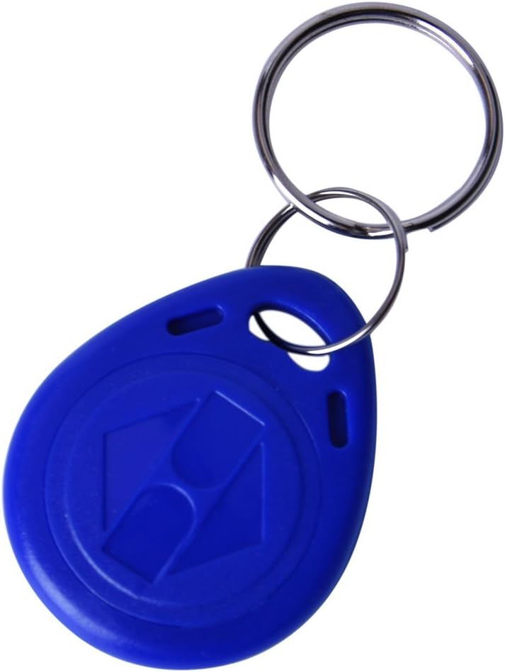 EM4100 125KHz RFID EM-ID Card Tag Token Key Chain Keyfob Read Only(Color Blue)(Pack of 10), Door access, Home security etc.