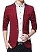 DAVID.ANN Men's Slim Fit Suits Casual One Button Flap Pockets Solid Blazer Jacket,Wine Red,Large