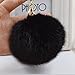 Cy3Lf Gold Plated Keychain Cute Genuine Rabbit Fur Ball Pom Pom Keychain for Car Key Ring Handbag Tote Bag Pendant Charm Black