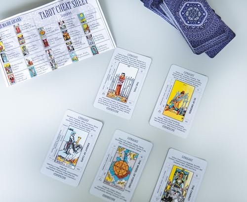 Tarot Cards with Meanings - Beginner Learning Set - Sheet with Common Spreads, Astrological Correspondences, Guidebook Included - Classic Design 78 Card Deck- Original Deck- FSC-Certified