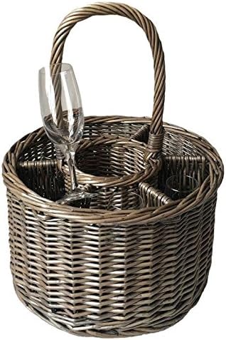 Special Event Basket Wicker Basket Wine Glasses, Brown - Image 4
