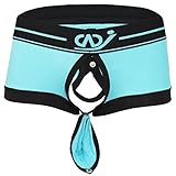 YiZYiF Men's Boxer Brief Buckled Pouch Shorts Underwear Sky Blue Large