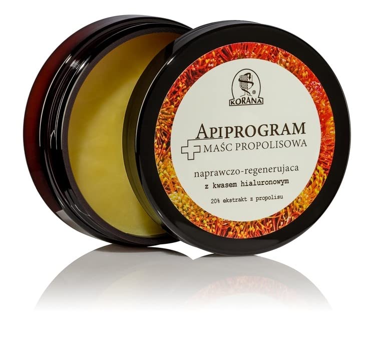 Korona Apiprogram Propolis Ointment with Hyaluronic Acid, Face & Body, Moisturizing, Multifunctional, Regenerative Properties, 20% Propolis Extract, Day & Night, 50 ml