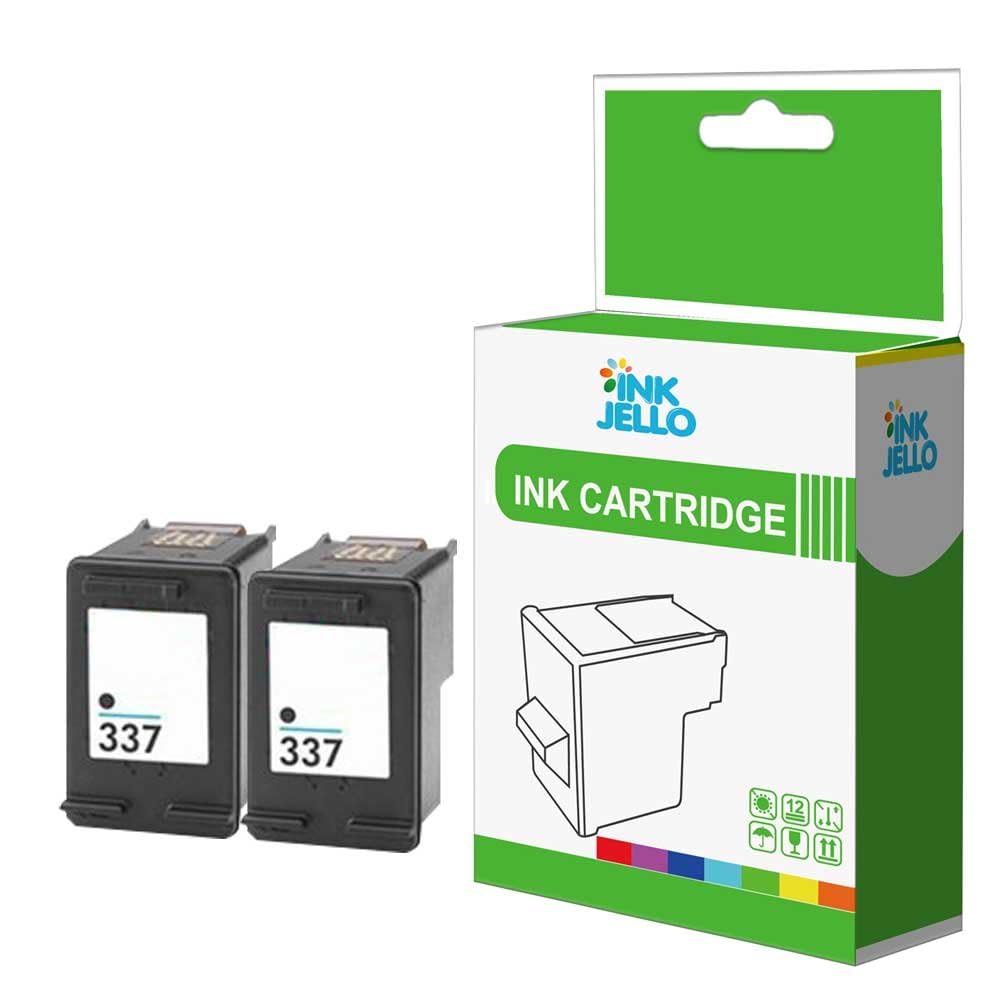 InkJello Ink Cartridge For Printer, Compatible With HP Deskjet 5940 5943 6940 6940dt 6980 6980dt 6983 6988 6988dt D4145 D4155 D4160 D4163 D4168-337 (Black 2-Pack)