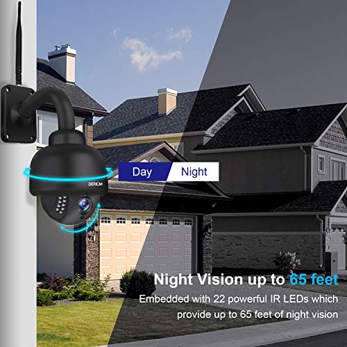 Dericam Outdoor Wireless Security Camera,Outdoor PTZ Camera,Crystal Full HD 1080P,4 X 0ptical Zoom,Auto Focus,Pre-Installed 32GB Memory Card, Black