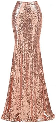 Women Sequin Skirts Mermaid High Waist Long Skirt