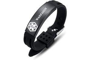 AOAMID Medical Alert Bracelets for Men Women Adjustable Free Engraving Sport Silicone Medical ID Bracelets 8.5 Inches