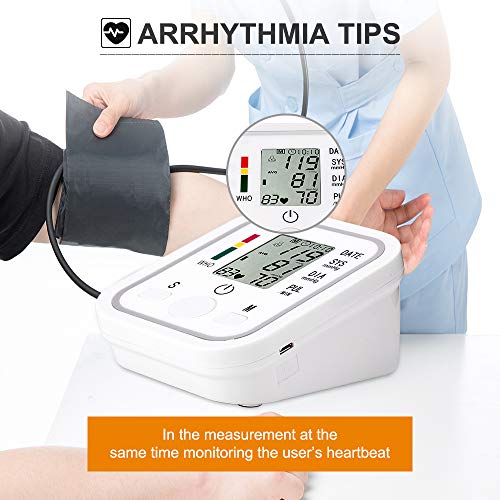 Blood Pressure Monitor Automatic Digital Upper Arm BP Cuff, 99-Reading Memory, 2-Users Mode, Speaker,Large LCD Display-Universal Cuff Size (M)