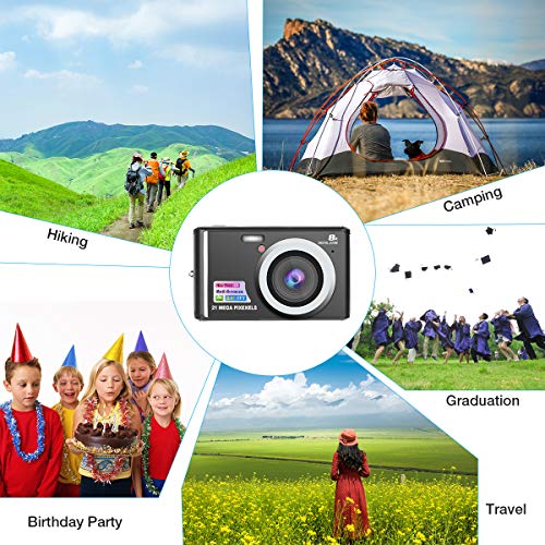 HD Mini Digital Cameras,21MP Point and Shoot Digital Video Cameras-Travel,Camping,Gifts (Black 1)