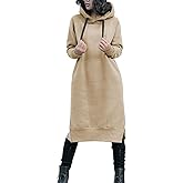 NUTEXROL Women's Thickening Long Fleece Sweatshirt String Hoodie Dress Pullover Plus Size