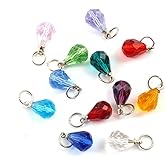 Adabele 1 Set Dangle Birthstone Pendant Drops with Clasp 10mm Austrian Teardrop Pear Crystal Pendant Drop Bead with Jump Rings (12pcs) for Jewelry Craft Making BR6