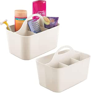 mDesign Juego de 2 cestas de baño con asa – Para usar como ...