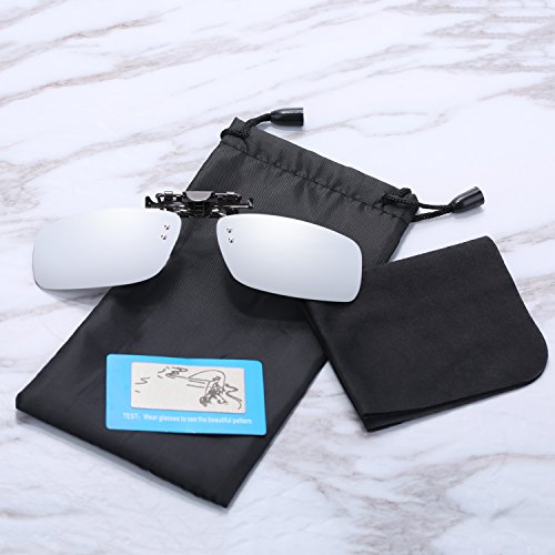 Besgoods Polarized Clip-on Flip up Metal Clip Sunglasses Lenses Glasses Unbreakable Driving Fishing Outdoor Sport New-Royal Blue Mirror Silver Mirror (Silver)