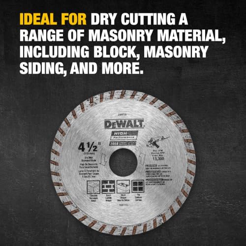 DEWALT Diamond Blade for Masonry, Dry Cutting, Continuous Rim, 7/8-Inch Arbor, 4-1/2-Inch photo 11