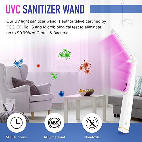 LEXONIX UV Light Sanitizer Wand, Portable UVC Travel Wand Ultraviolet Disinfector Lamp Without