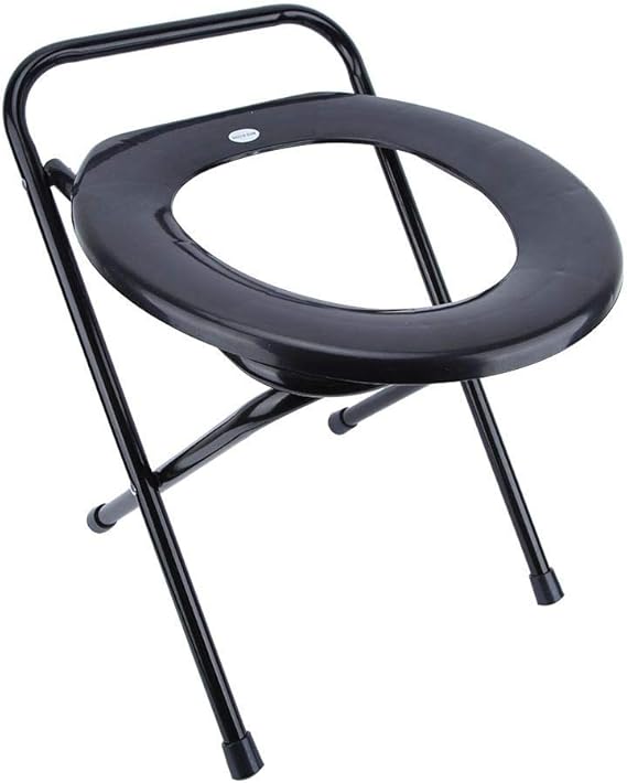 Folding Commode, Adult Folding Toilet Iron Pipe Chair Portable Toilet Chair Folding Lightweight
