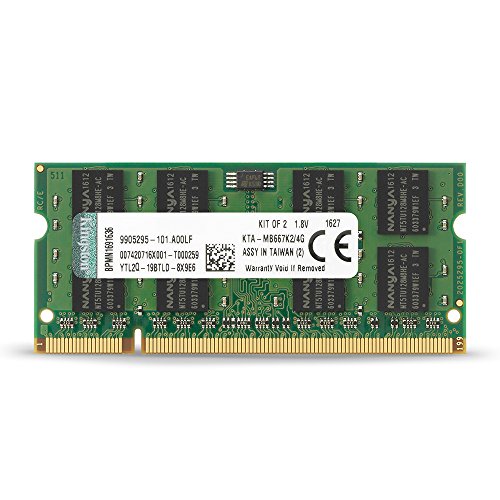 Kingston 4 GB DDR2 SDRAM Memory Modules 4 GB (2 x 2 GB) 667MHz DDR2667/PC25400 DDR2 SDRAM 200pin KTA-MB667K2/4G