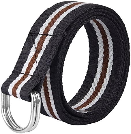Canvas Web Belt D-Ring Buckle 1.5" Wide with Solid Color (Medium)