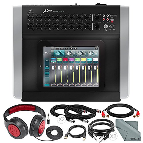 Behringer X AIR X18 Compact 18-Input Digital iPad/Tablet Mixer with Samson Headphones and Assorted Cables Basic Bundle