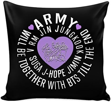 Army will be together with BTS Till The End Decorative Throw Pillow Case Cushion Cover 16 X 16 Inch (Black) V3