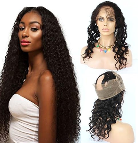 360 Lace Frontal Closure Curly Brazilian Virgin Human Hair Pre Plucked 360 Frontal Lace Band And Natural Hairline 130% Density For Black Women Natural Color 12 Inch