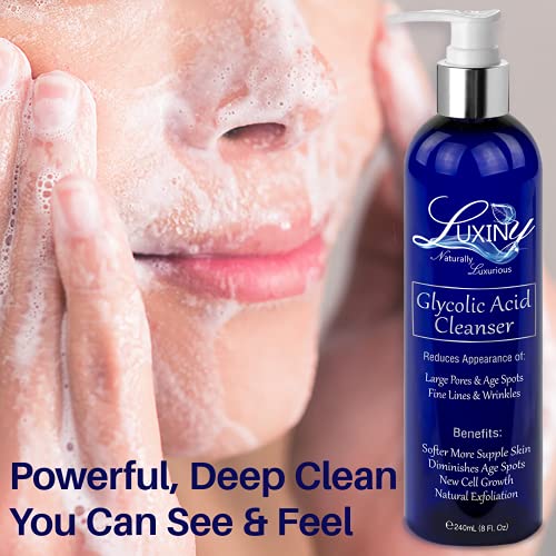 Glycolic Acid Face Wash Exfoliating Cleanser & Pore Minimizer for Women