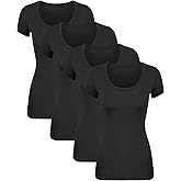 Sugar Sunday Cotton Tshirts for Women Short Sleeve Tshirt Basic Tees Plain T Shirt Womens Casual Tops Tee Undershirt Pack 1-4