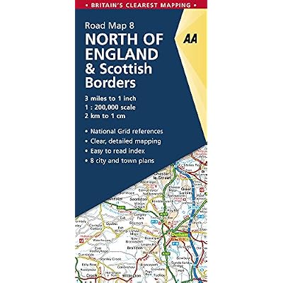 North of England &amp; Scottish Borders Road Map AA Road Map Britain Map &ndash; Folded Map, January 1, 2018